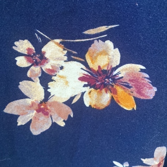 French Grey Navy Fall Floral Maternity Midi Dress 3/4 sleeves empire waist - Picture 11 of 12